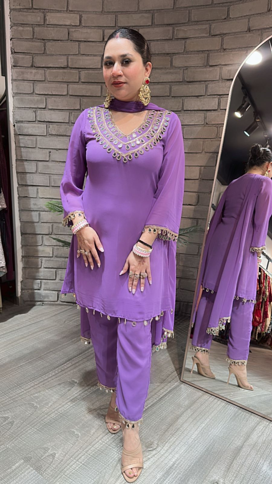 Rakhi Lavander Mirror suit