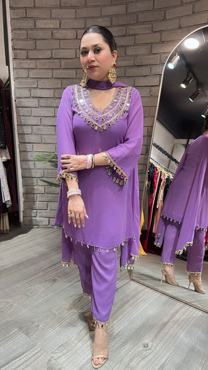 Rakhi Lavander Mirror suit