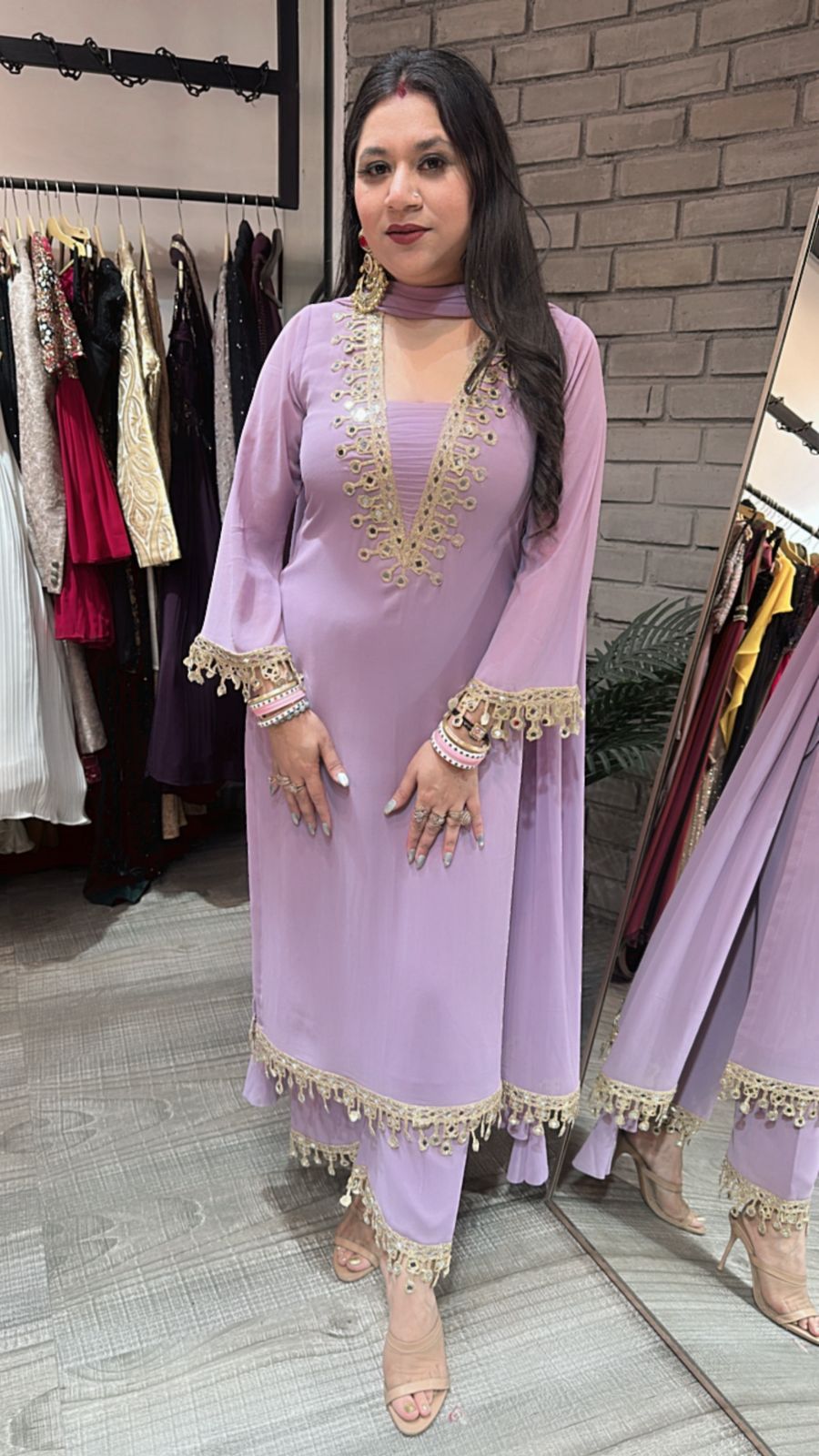 Rasmalai lavander Mirror suit