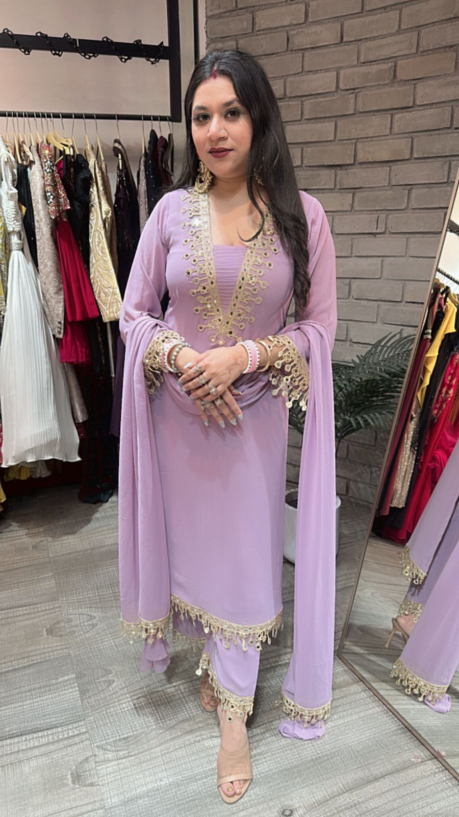 Rasmalai lavander Mirror suit