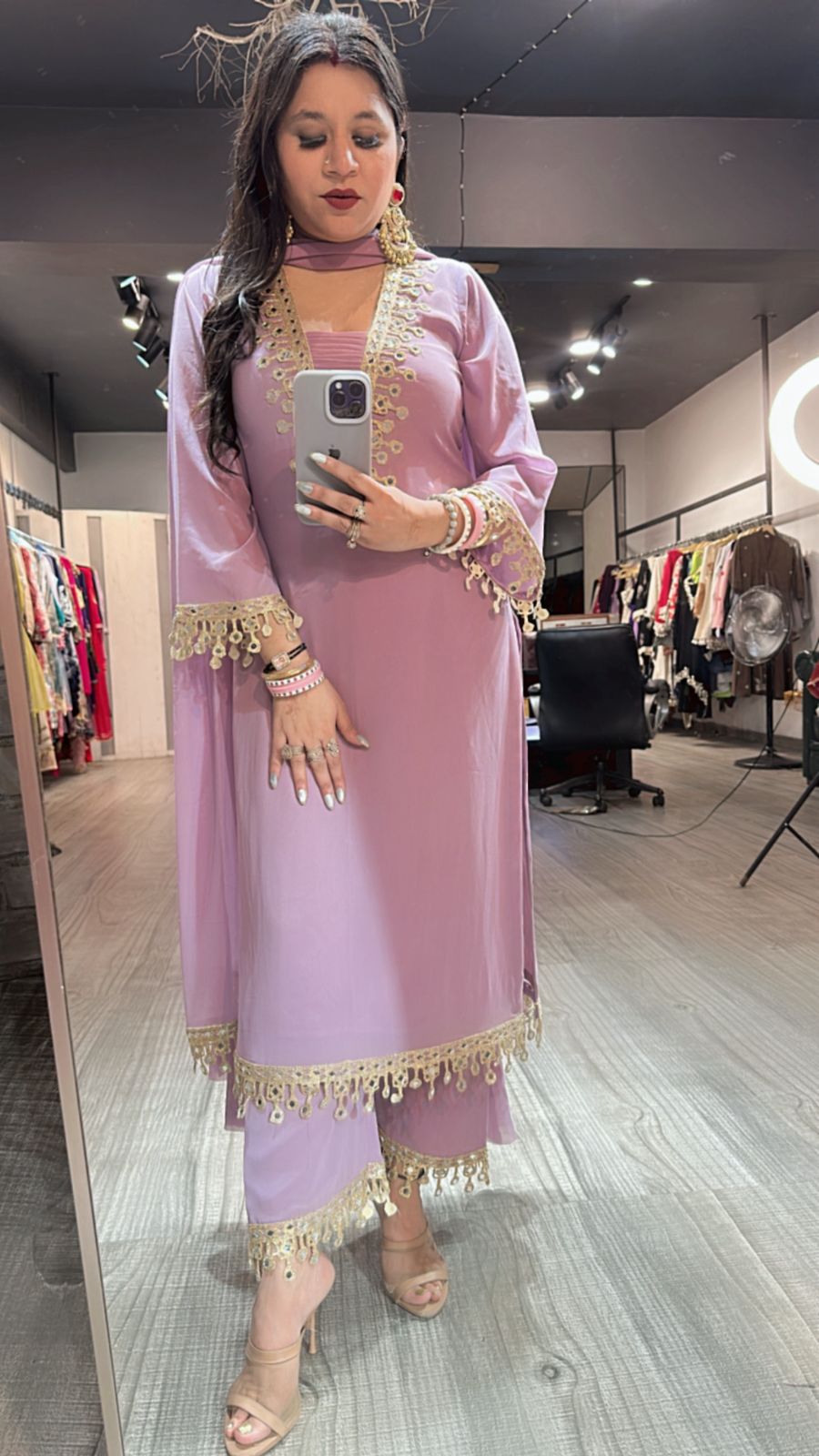 Rasmalai lavander Mirror suit