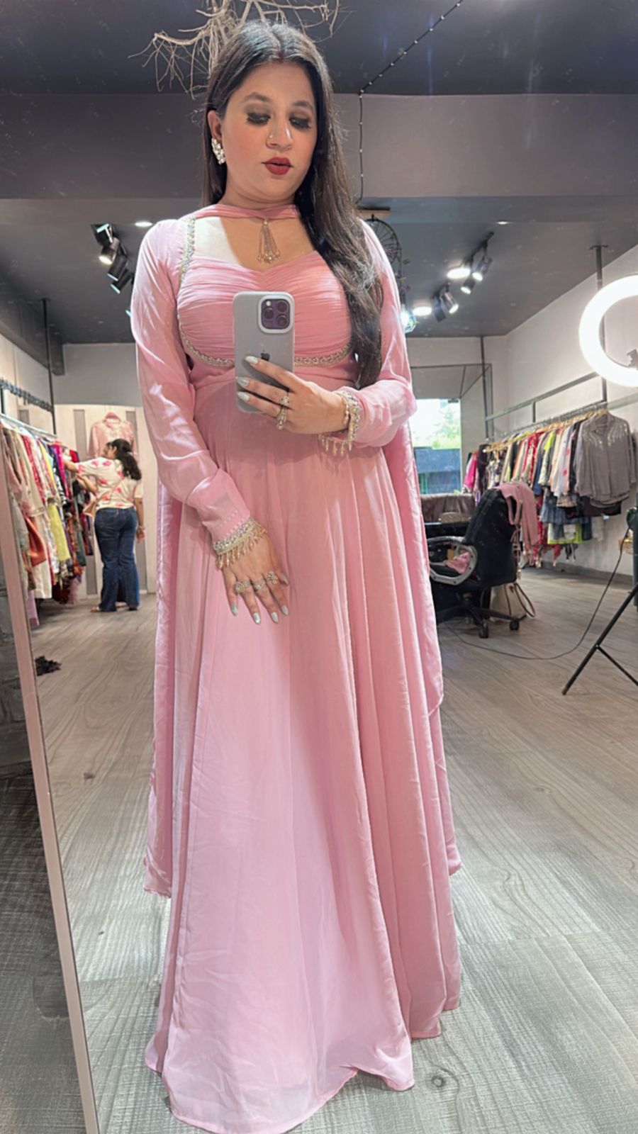 Shanaya pink Mirror Anarkali