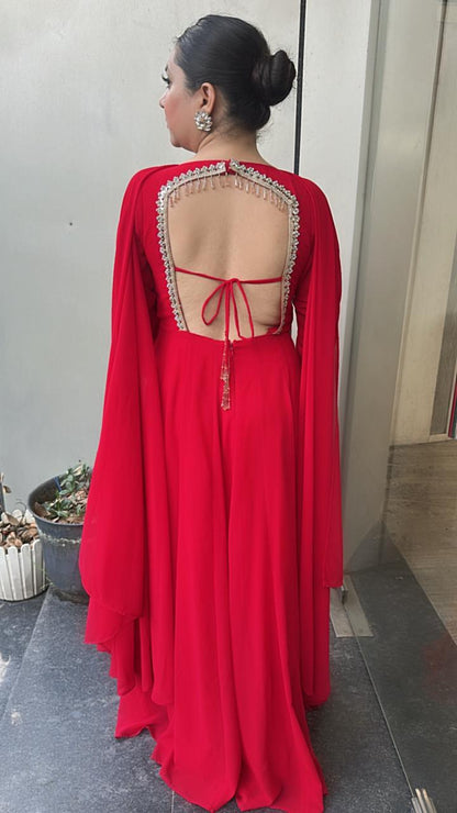 Shanaya Red Mirror Anarkali