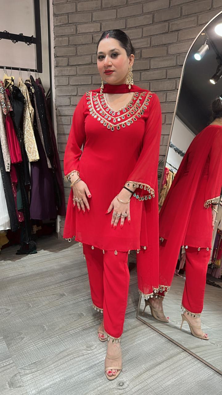 Rakhi Red Mirror suit