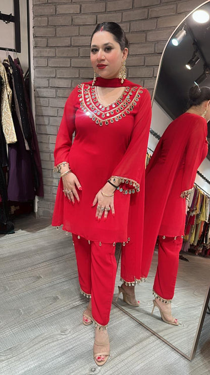 Rakhi Red Mirror suit