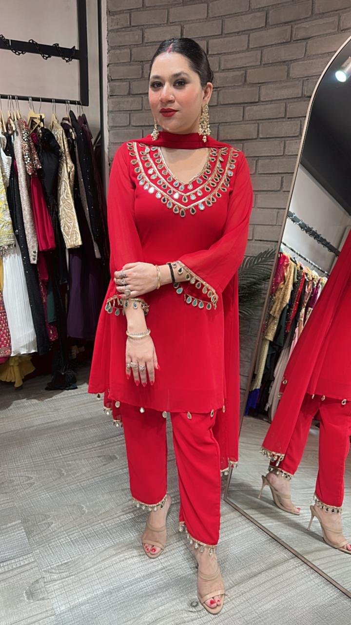 Rakhi Red Mirror suit