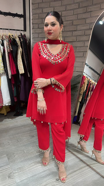Rakhi Red Mirror suit