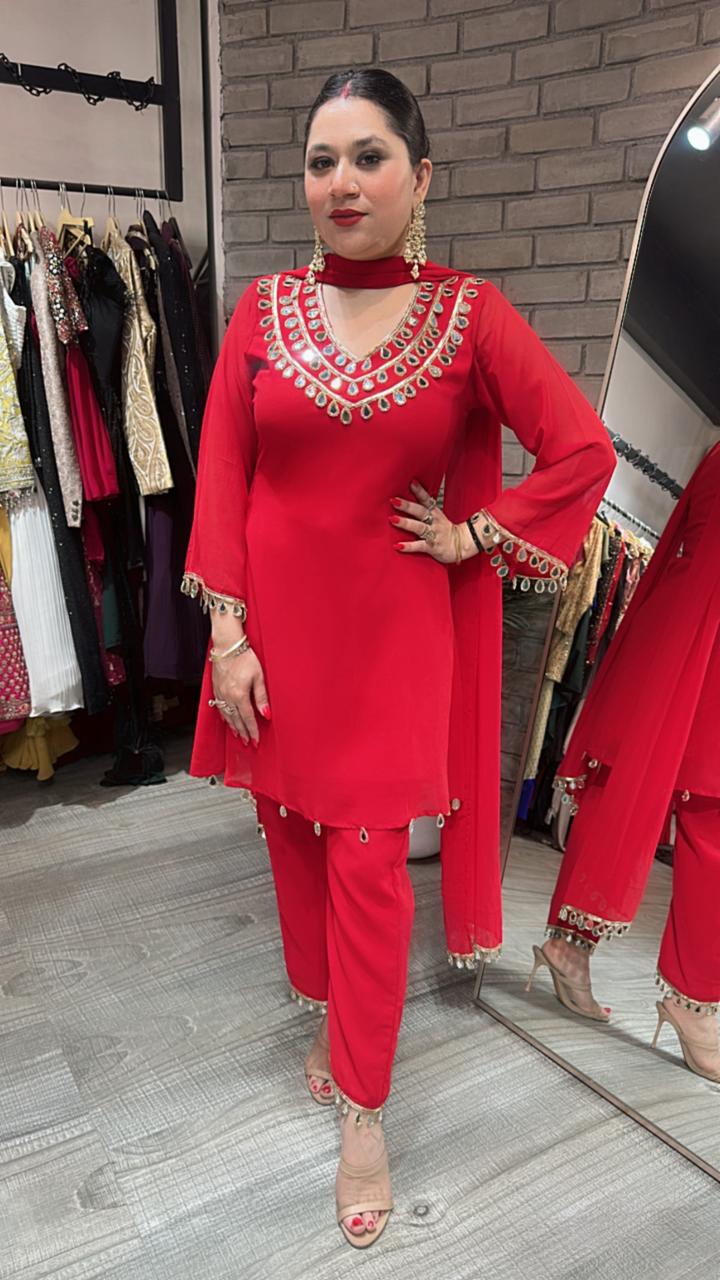 Rakhi Red Mirror suit