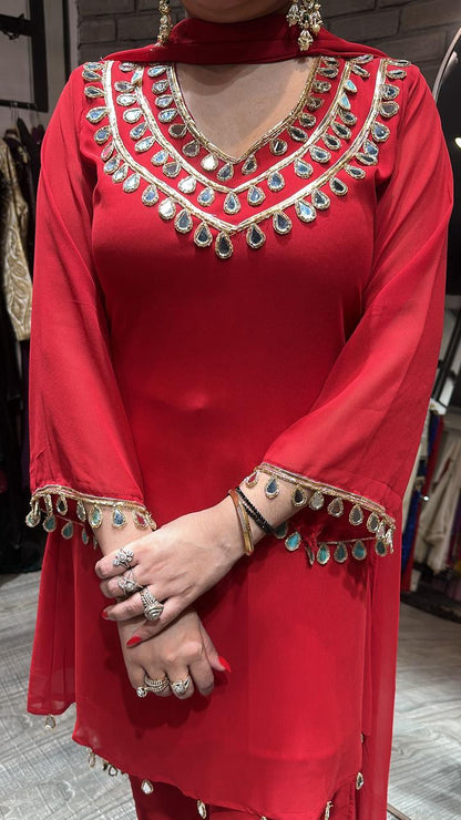 Rakhi Red Mirror suit