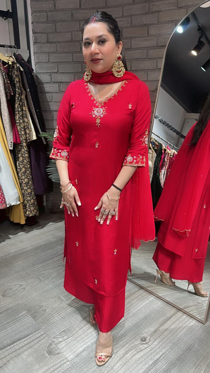 Sargi Red Designer Suit