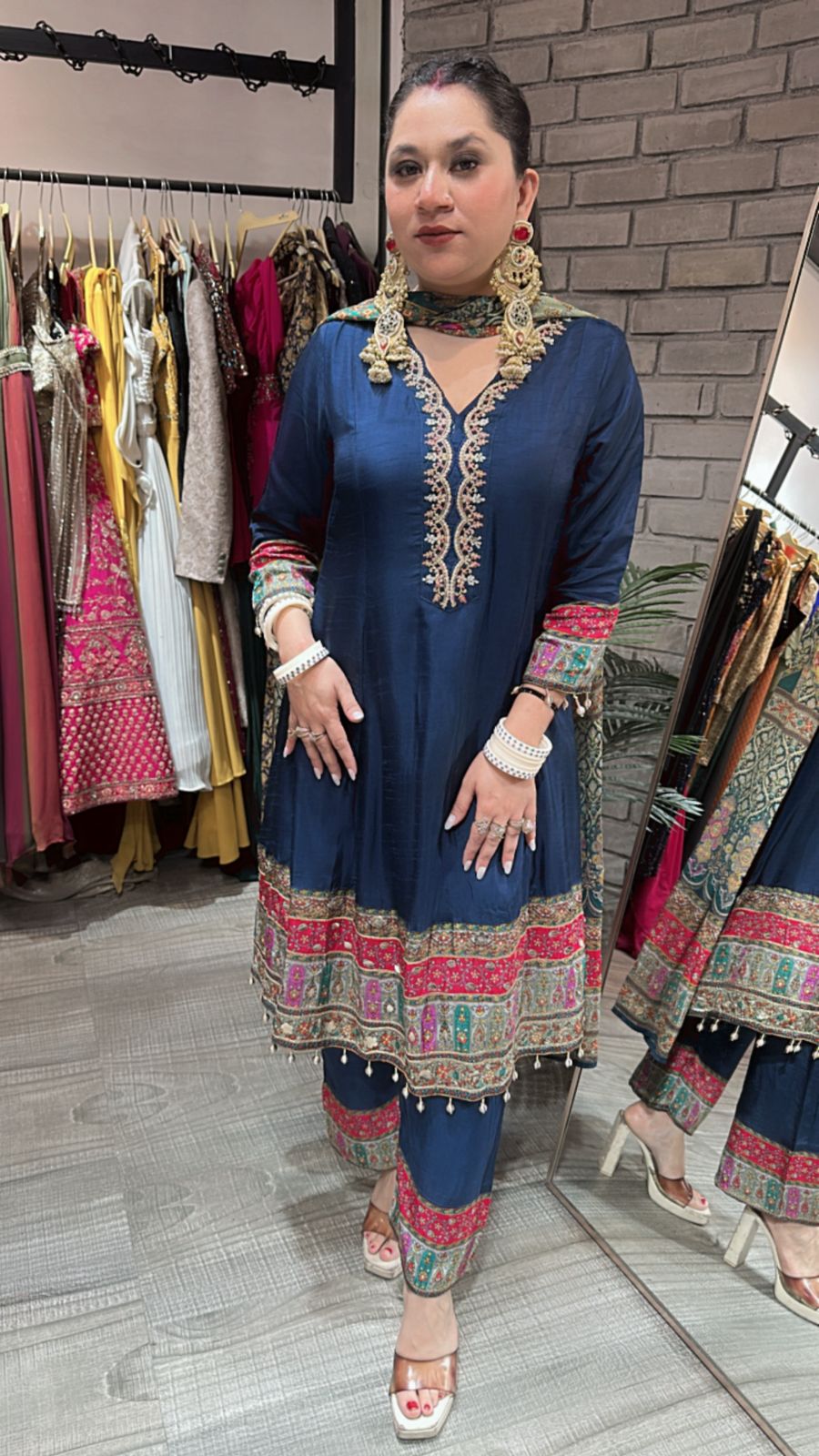 Tulsi Navy Blue Digital Designer Suit