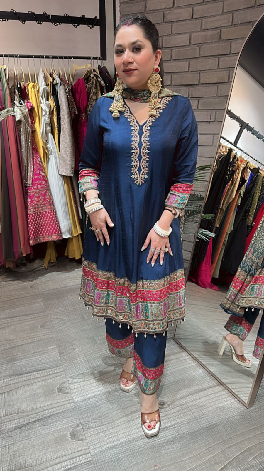 Tulsi Navy Blue Digital Designer Suit