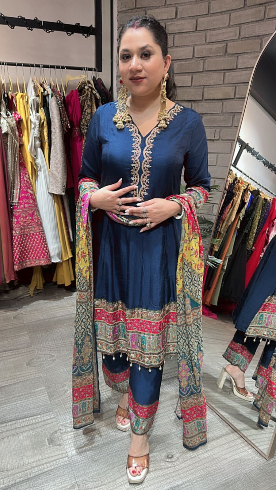 Tulsi Navy Blue Digital Designer Suit