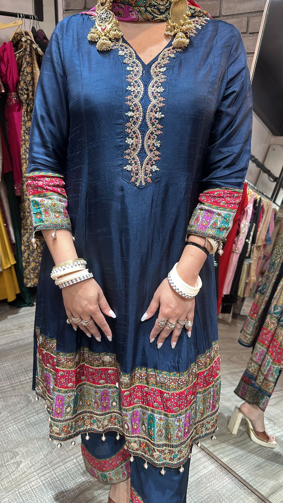 Tulsi Navy Blue Digital Designer Suit