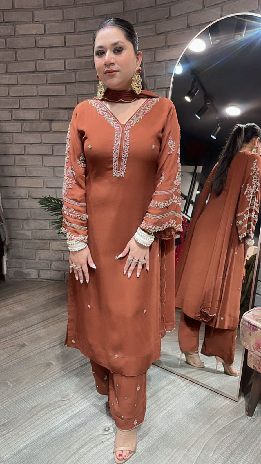 Nazm Brown Katdana Dedigner suit