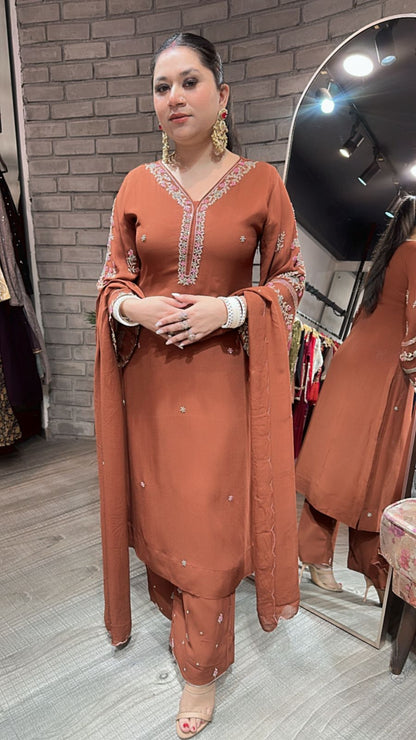 Nazm Brown Katdana Dedigner suit