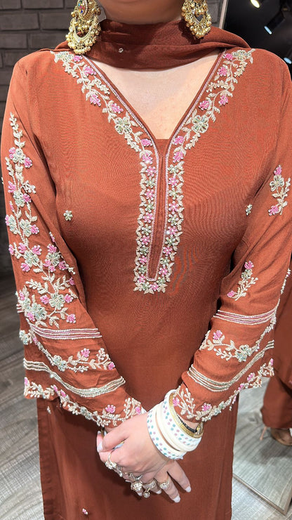 Nazm Brown Katdana Dedigner suit
