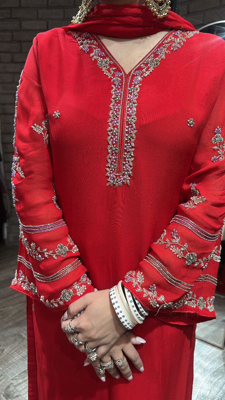 Nazm Red Katdana Dedigner suit