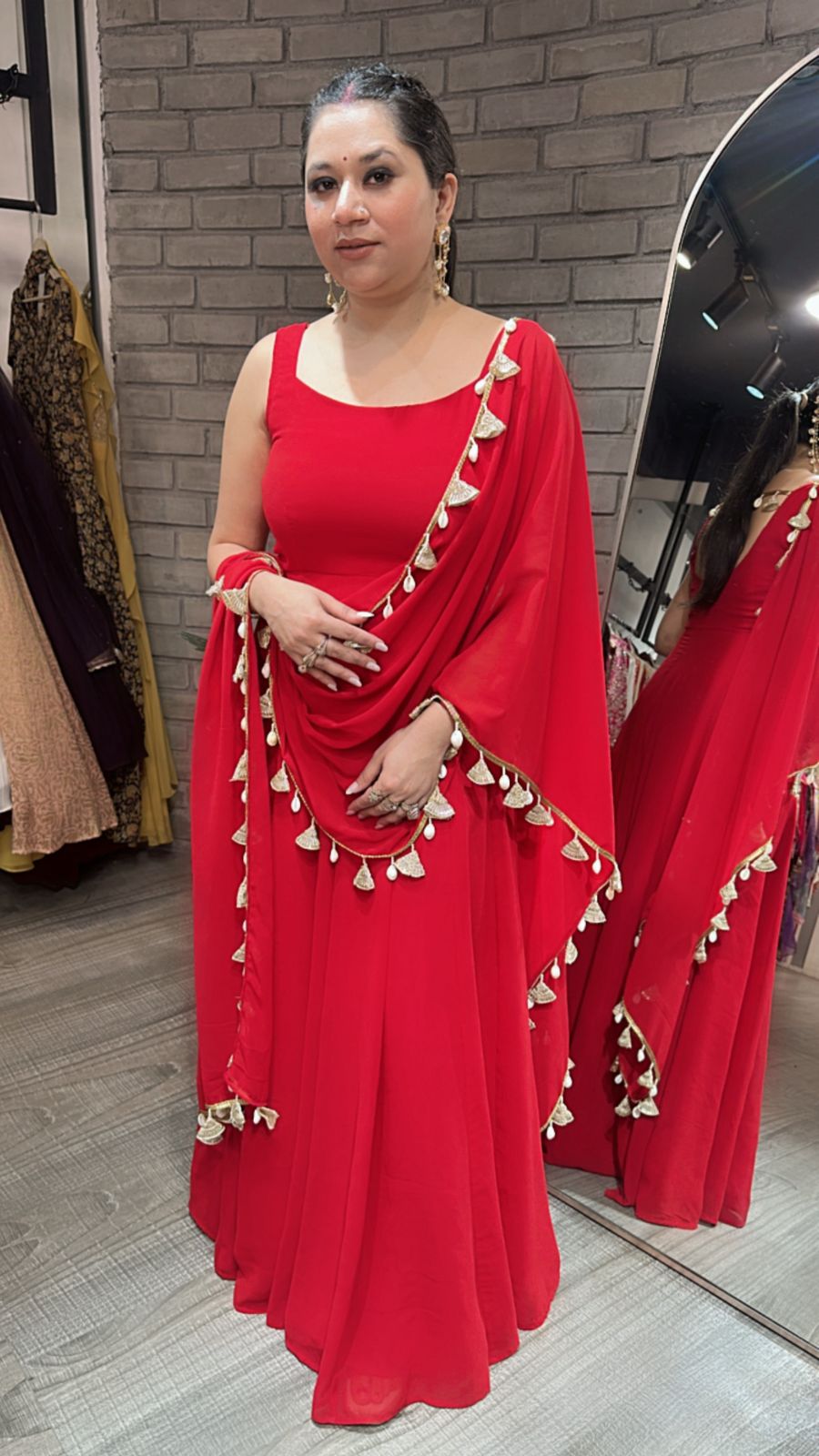 Savariya Red shell Anarkali
