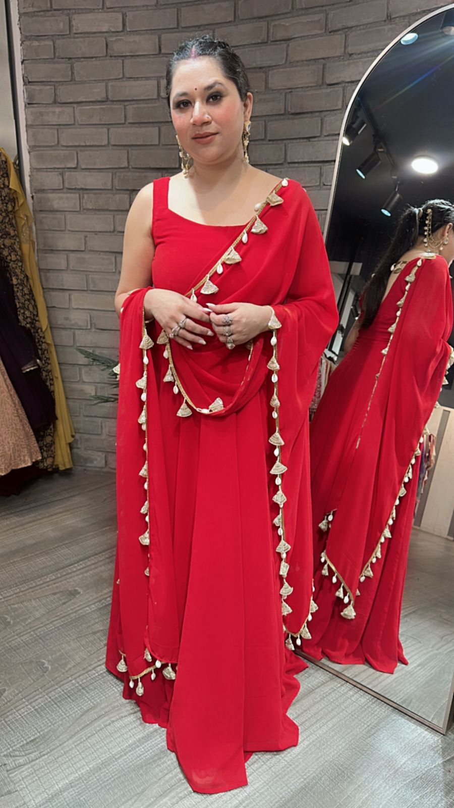 Savariya Red shell Anarkali