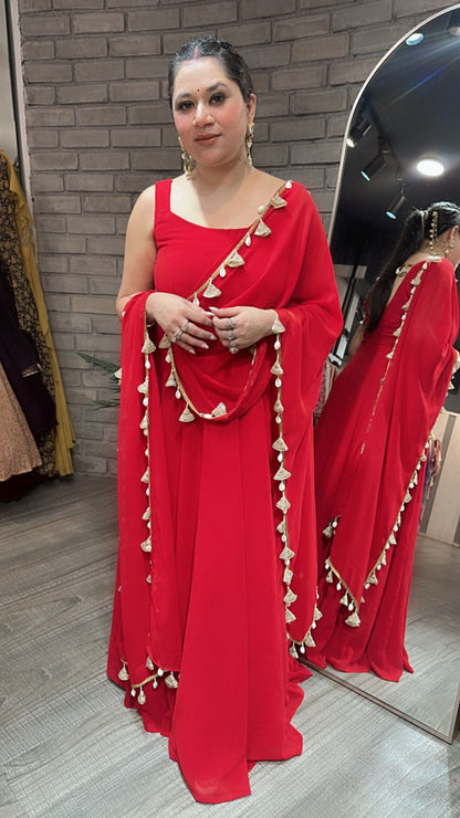 Savariya Red shell Anarkali