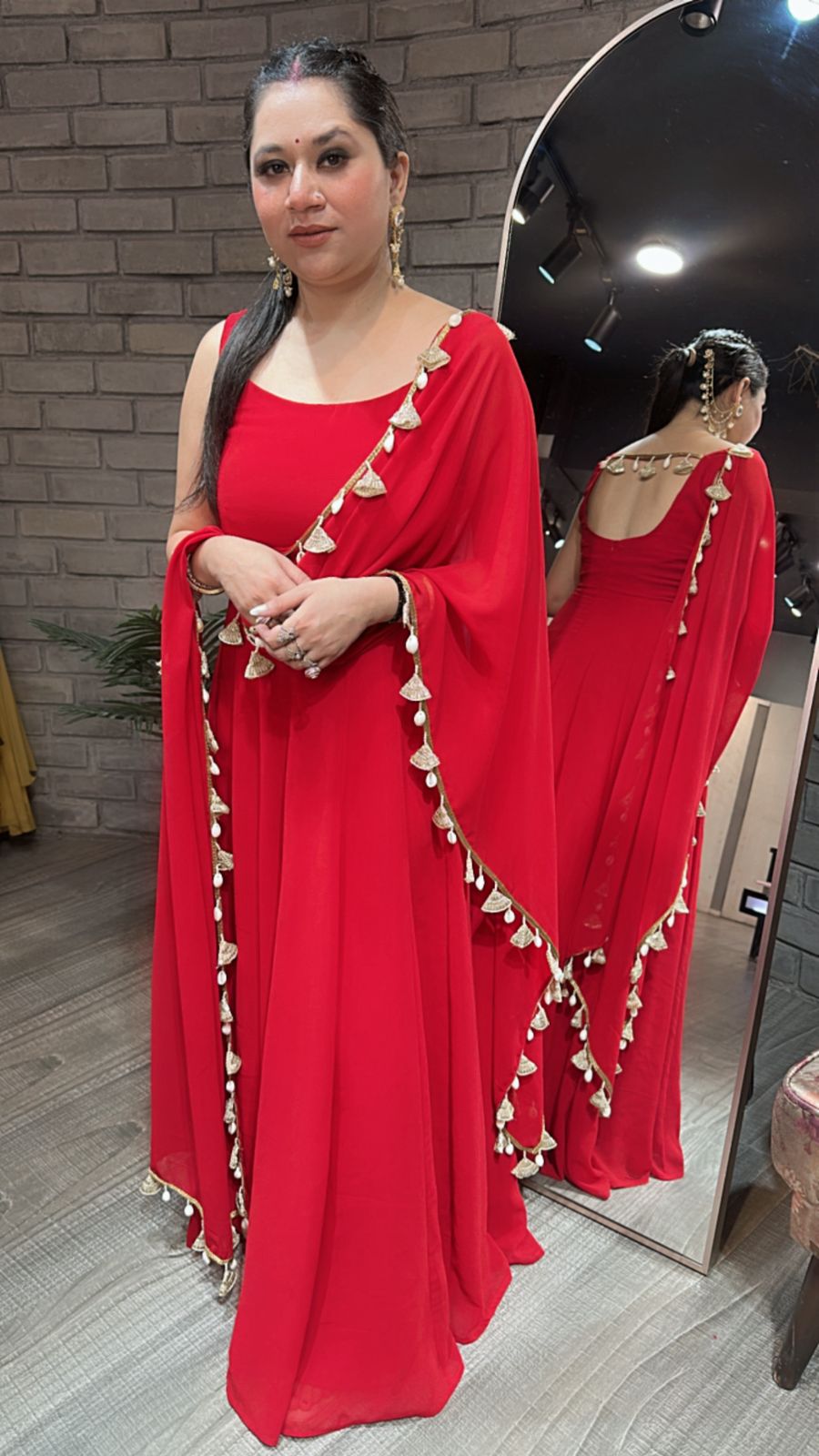 Savariya Red shell Anarkali