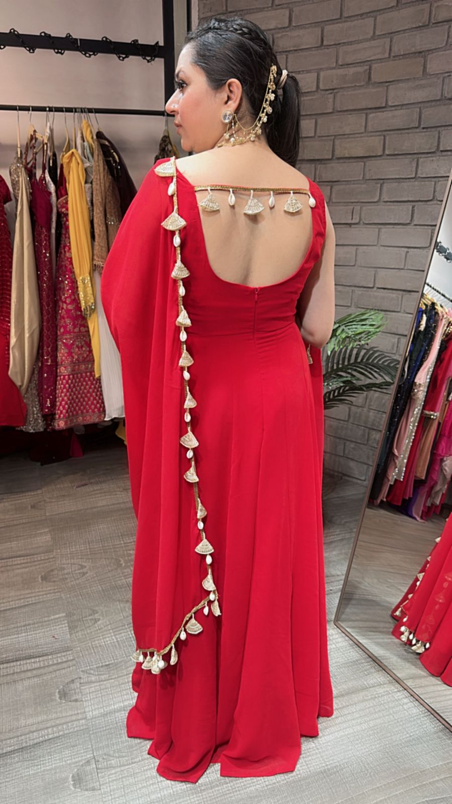 Savariya Red shell Anarkali