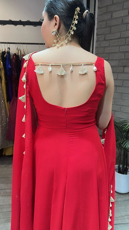 Savariya Red shell Anarkali