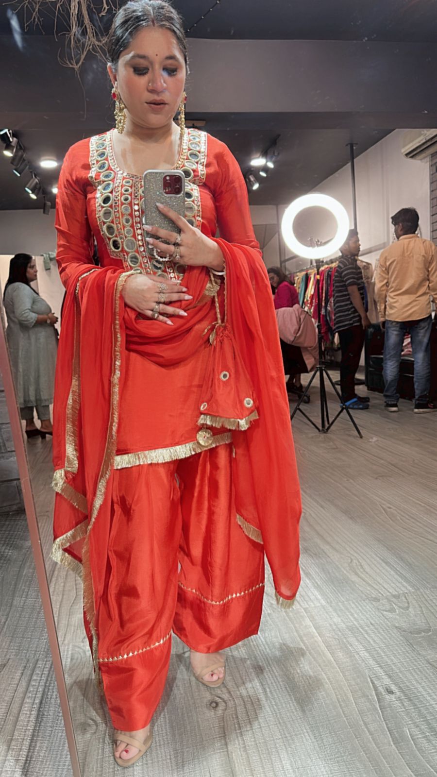 Sindhuri Rust Mirror Farshi potli Suit