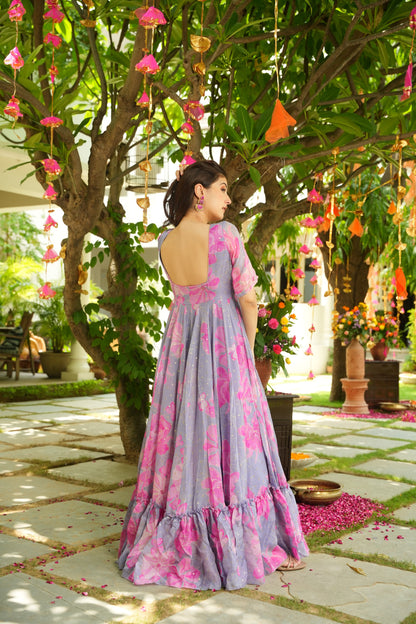 Lavina Floral Organza Maxi Dress