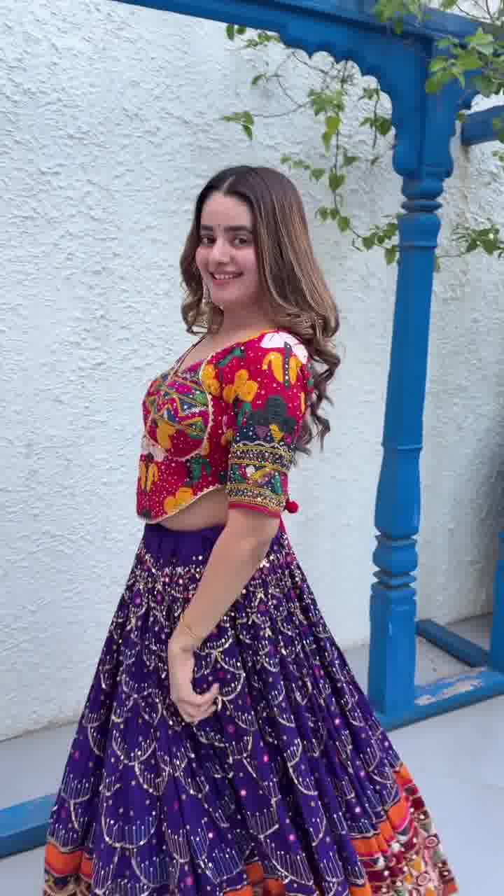 Vibrant Dandiya Diva  | Traditional Kutchi Embroidered Navratri Lehenga Choli Set