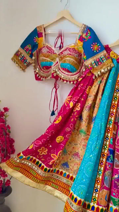 RangRasiya Royale: Multicolor Kutchi Mirror Work Lehenga Set