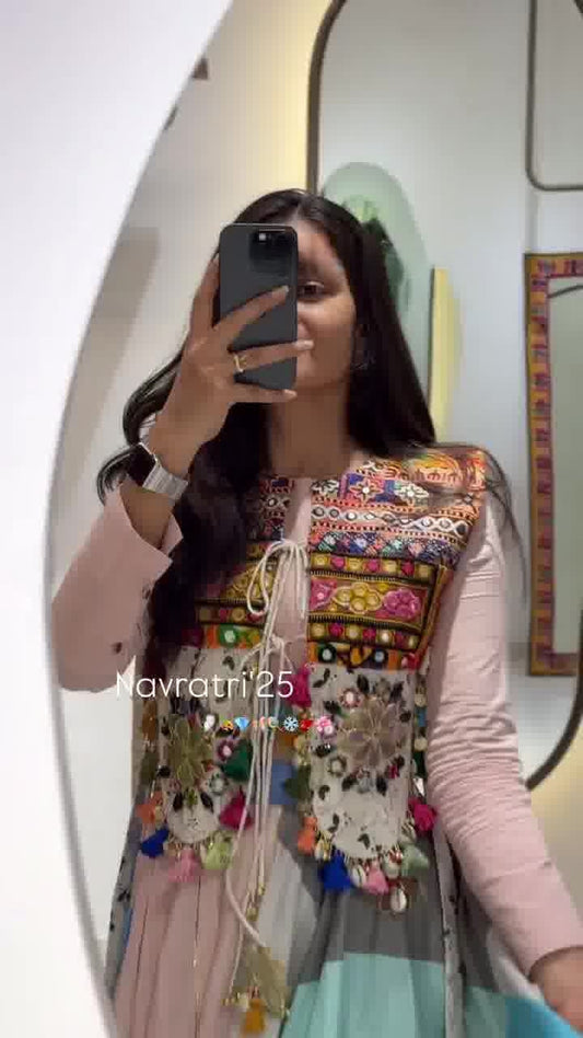 The Heritage Hue: Navratri ‘25 Multicolor Mirror Drape