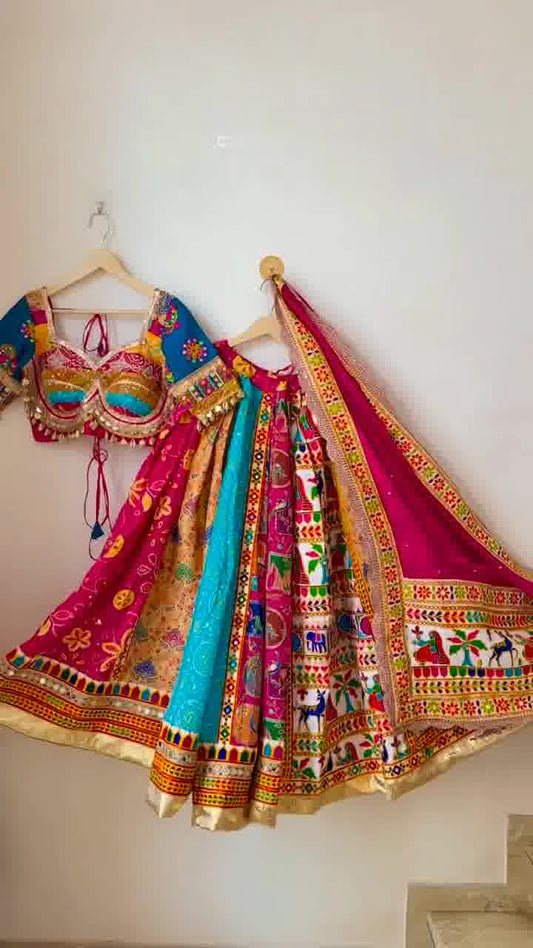 RangRasiya Royale: Multicolor Kutchi Mirror Work Lehenga Set