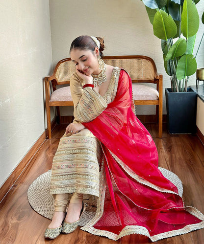 Shimmer georgette Golden Suit