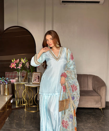 Sky Blue Opara Silk Set